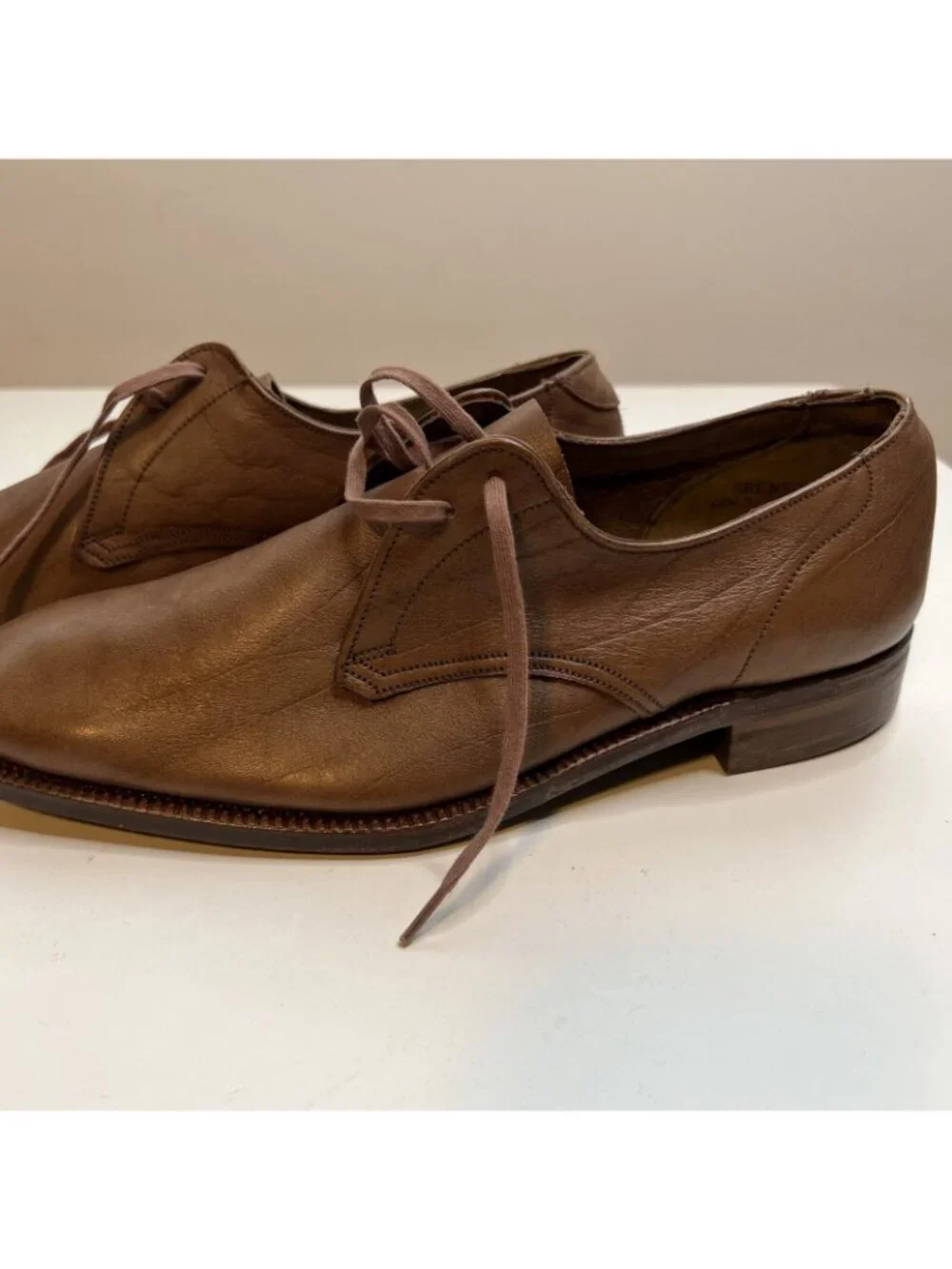 Grenson Footmaster Derby Shoes Mens UK 5 US 6 Wide Brown Mustang Grain England